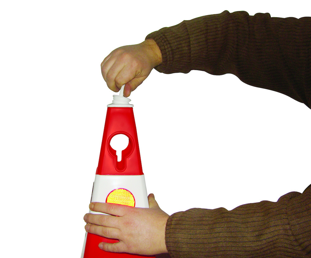 TEMKA Leitkegel mit Öse rot, mit Reflexl insen Höhe 613mm Produktbild img3 L