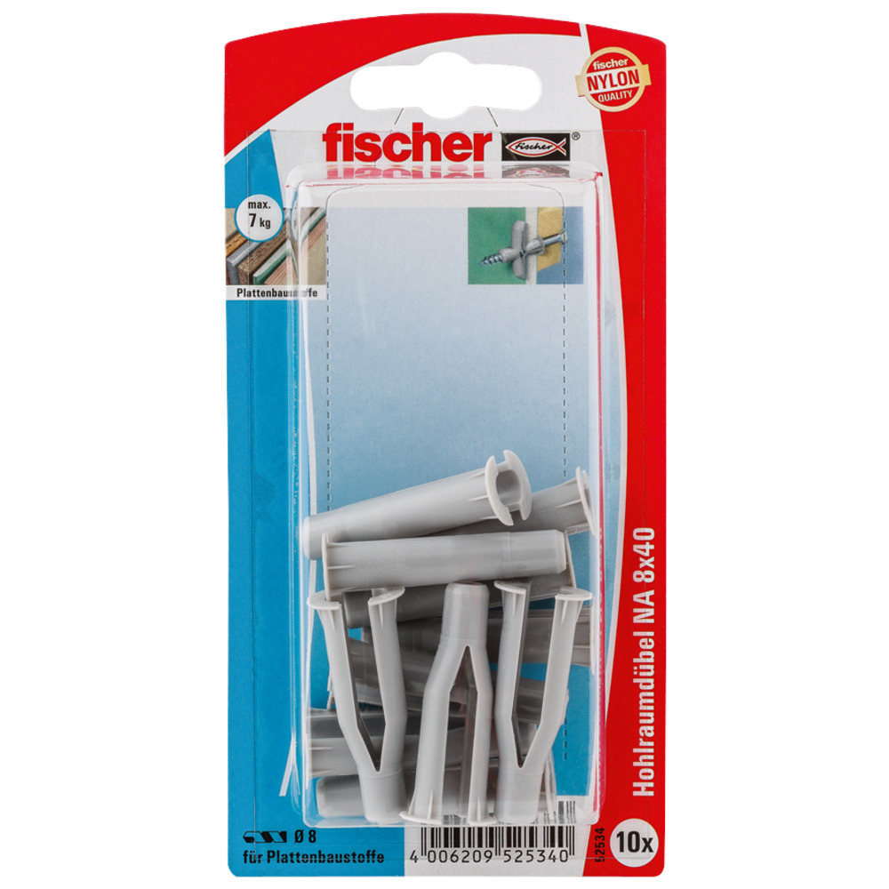 fischer Hohlraumdübel NA 8x40 SB,Nylon Bohrlochtiefe:45,Schrauben-Ø:4,0-5,0mm Produktbild img1 L