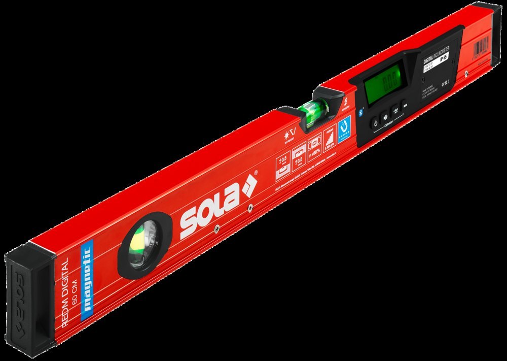 SOLA Elektronische Neigungswasserwaage REDM digital mit rot beschichteter Oberfläche,… Produktbild img1 L