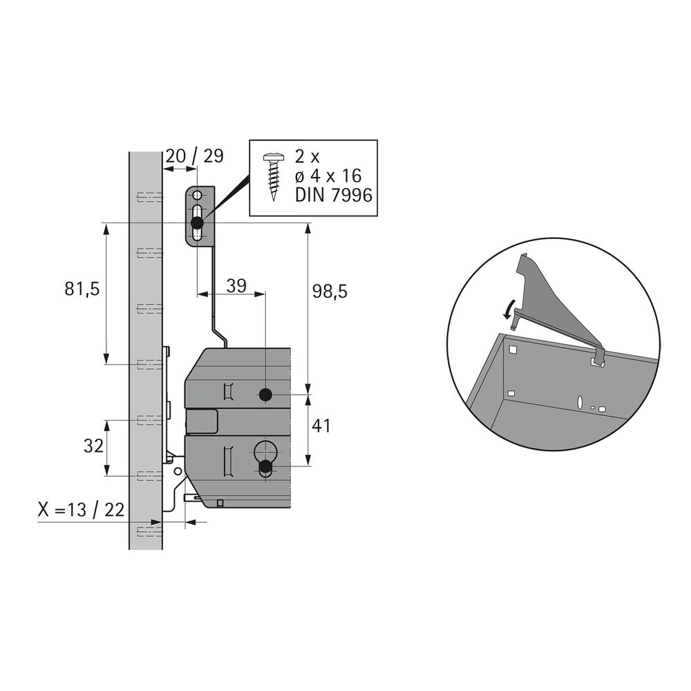 Hettich Stahlschubkasten-Bl.stü., f.Hängereg.rahm., 20592, Stahl aluminiumoptik pulverb. Produktbild img2 L
