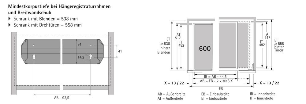HETTICH Stahlschubkasten (Büroschrank) Systema Top 2000, Stahl Produktbild img2 L
