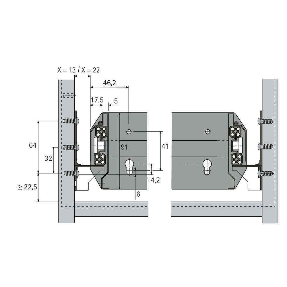 Hettich Büroschr.-Auszugsführung, für Endlosbauweise, Quadro Duplex 60 9078694, verzinkt Produktbild img2 L
