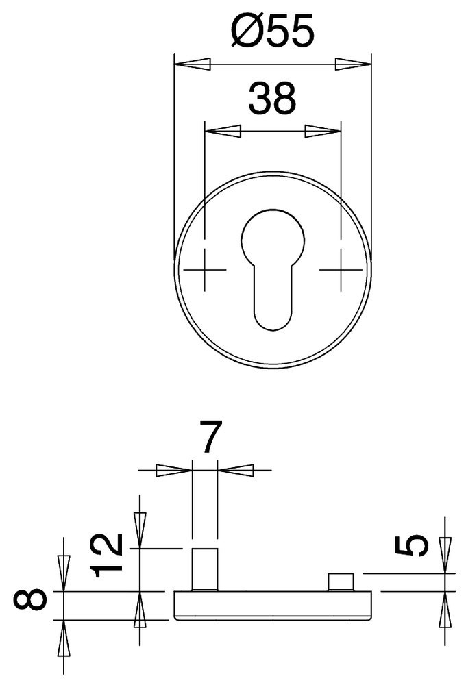 edi Schlüsselrosette 1086 innen,rd.,PZ,8mm,TS 35-45,F1 Produktbild img2 L