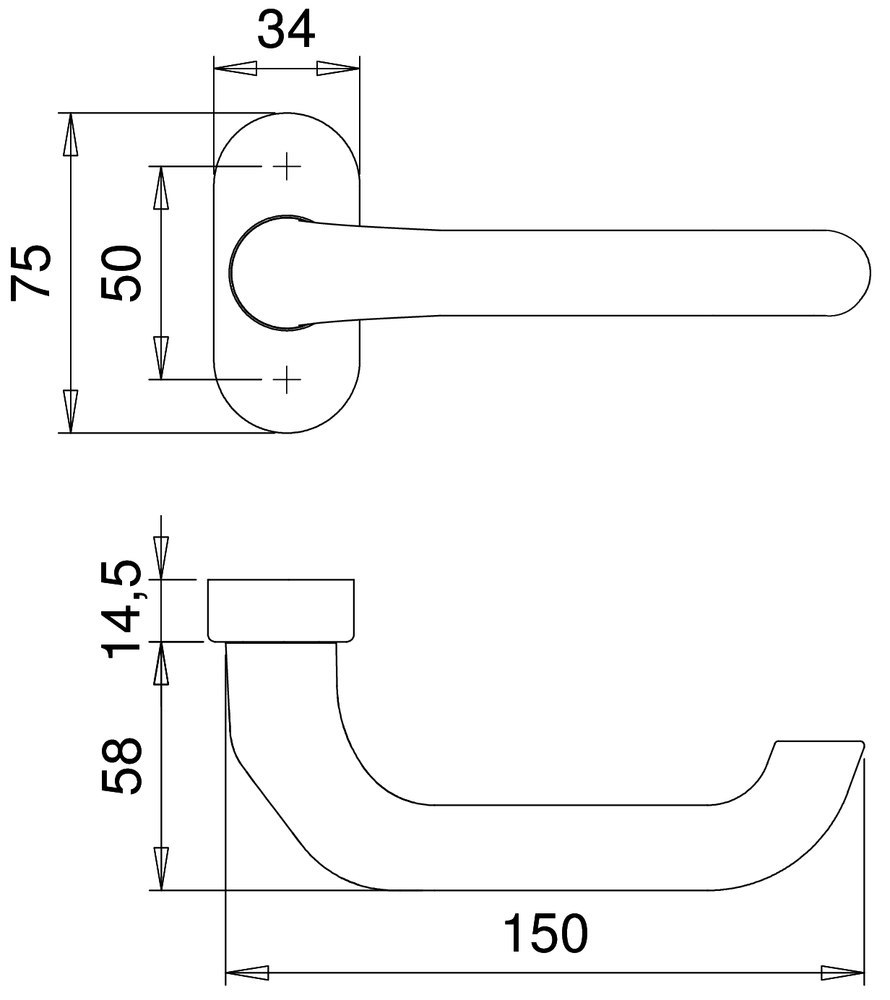 EDI FH Drücker-Halbgarnitur ohne Schlüsselrosette Ares FS 1300/2133, Aluminium Produktbild img2 L