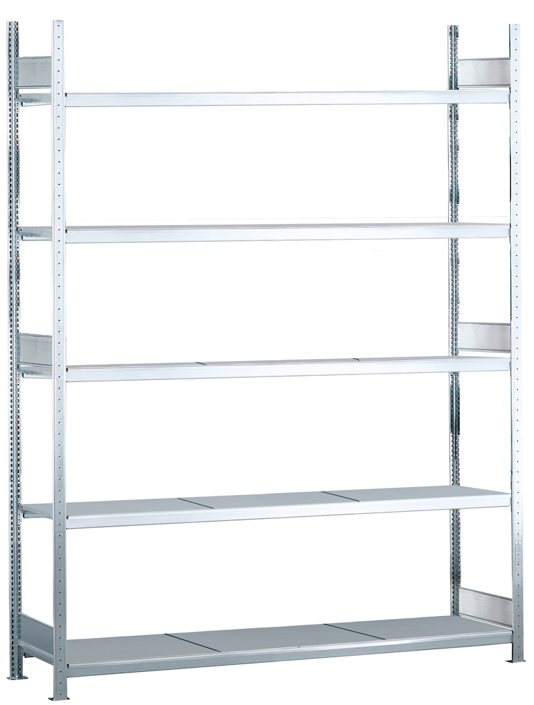 SCHULTE Lagertechnik Weitspannregal WS 2000 B2500xT800xH3000 mm Grundfeld 5 Stahlböden Fachlast 400kg Produktbild img1 L