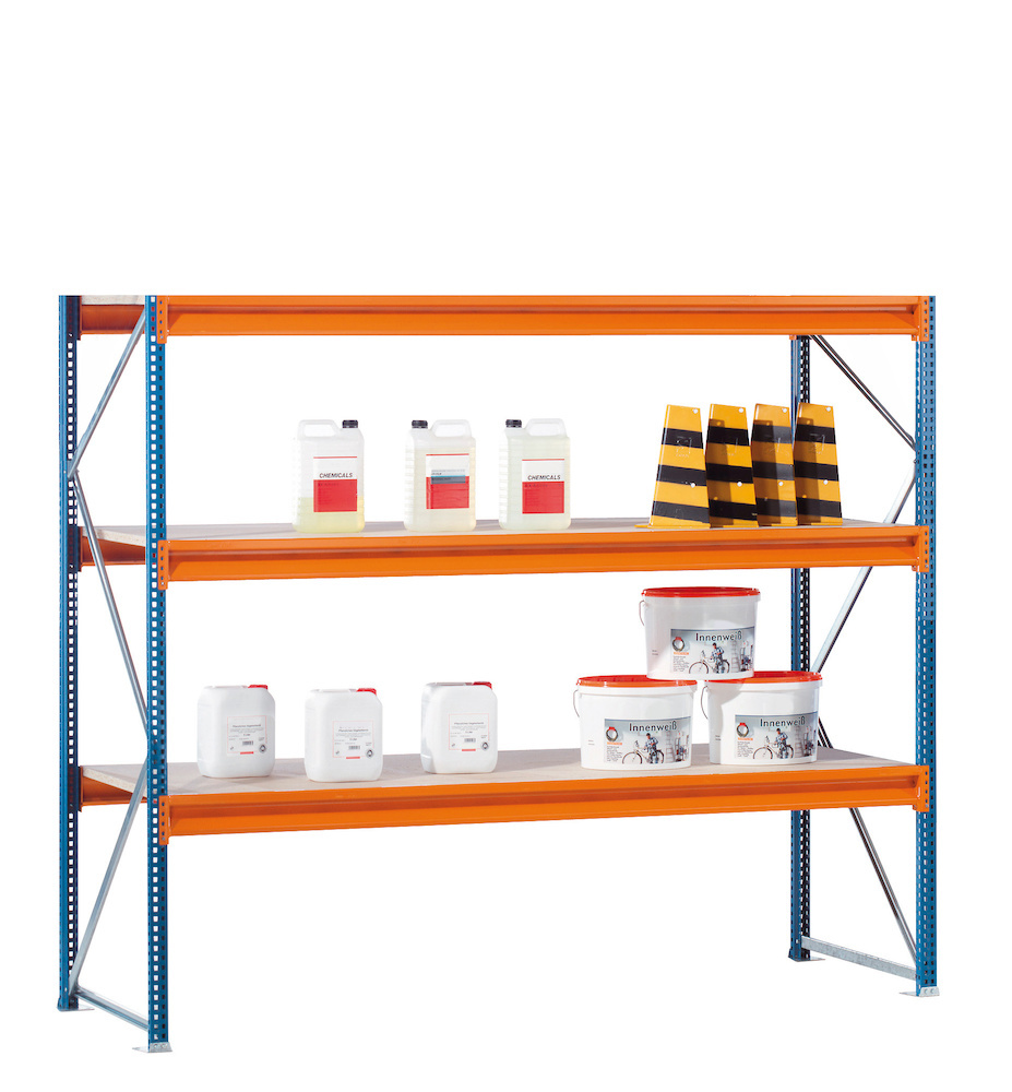 SCHULTE Lagertechnik Weitspannregal W100 Grundregal Spanplattenböden Produktbild img1 L