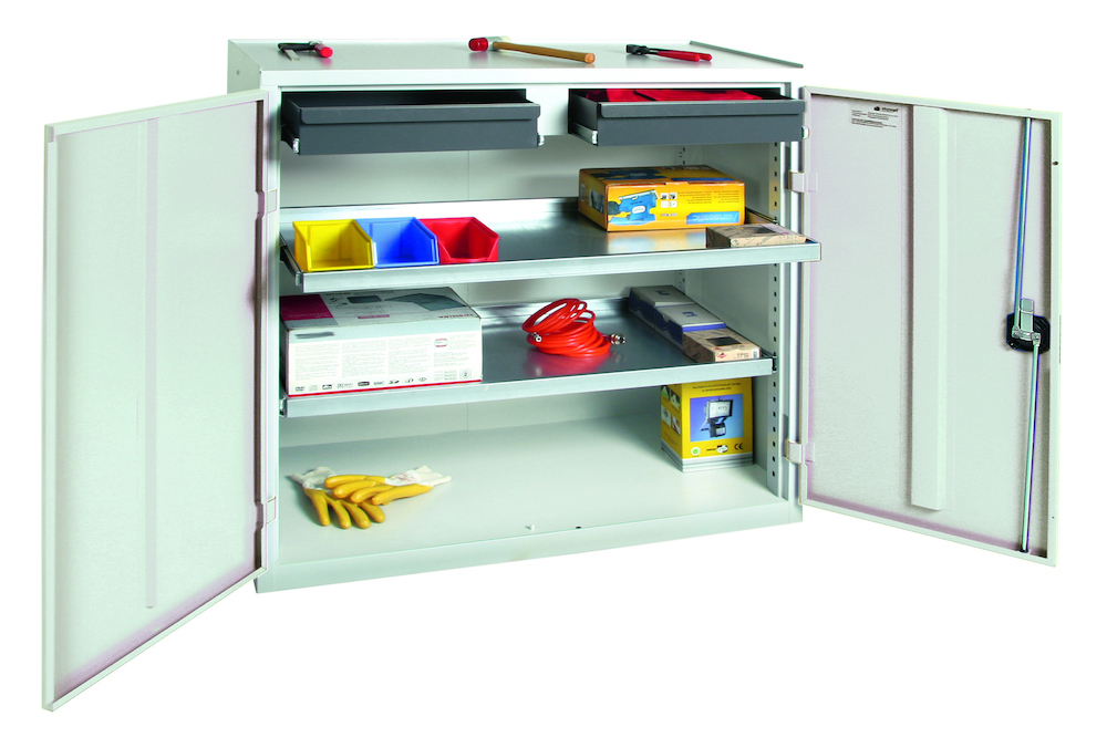 stumpf Werkzeugschrank B1000xT500xH1000 mm RAL7035 2 Schubladen, 2 Wannen Produktbild img1 L