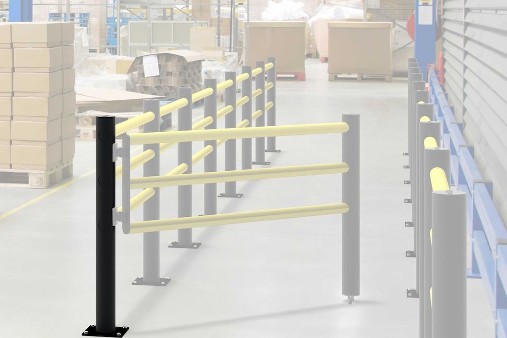 Dancop Eckpfosten links Delta für Schwingtür JULIET H1200xD110 mm schwarz Produktbild img2 L