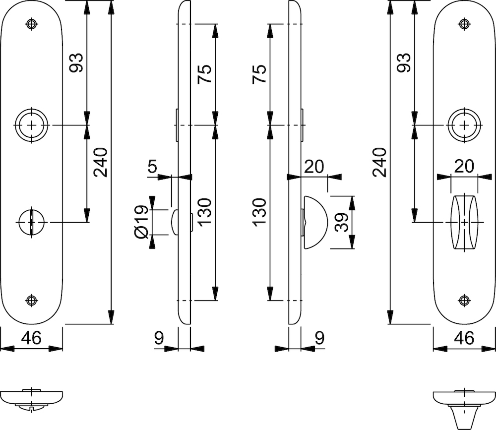 HOPPE Langschildpaar 273P, oval o. No., WC/S 78, TS 37-42, F1 Produktbild img2 L