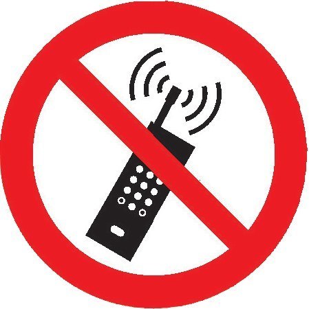SafetyMarking Verbotszeichen P013 "Eingeschaltete Mobiltelefone verboten" Folie ø100mm Produktbild img1 L