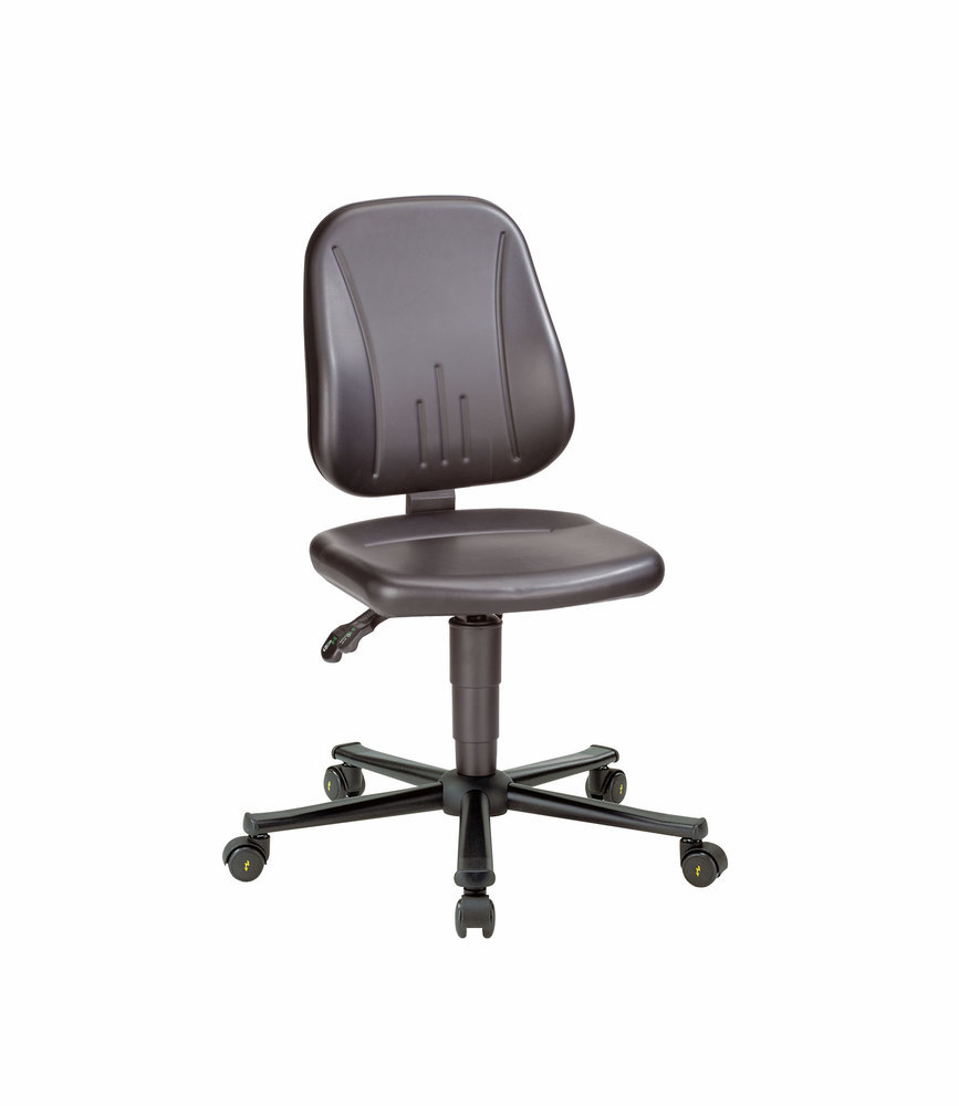 BIMOS ESD Arbeitsstuhl Unitec mit Rollen, Kunstleder schwarz und Stahlfußkreuz, Sitzhöhe von 440-590 mm Produktbild img1 L