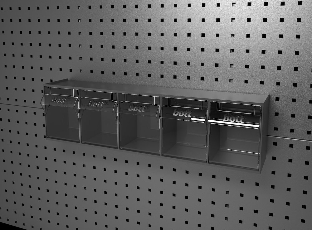 bott Klarsichtmagazin B600xT142xH168 mm mit 5 Kästen für Lochplatten Produktbild img1 L