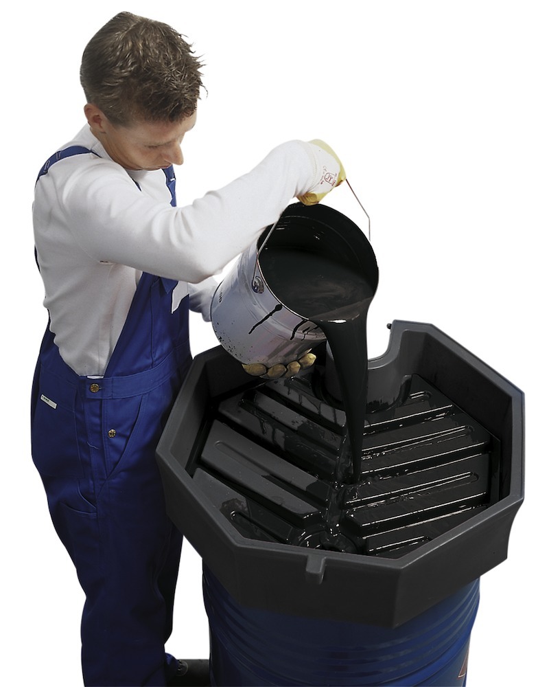 ASECOS Trichter o Sieb o.Deck. PE Bod prof 200l-F. 6eck B690 T690 H190 Ø690 hoch 22l Produktbild img1 L