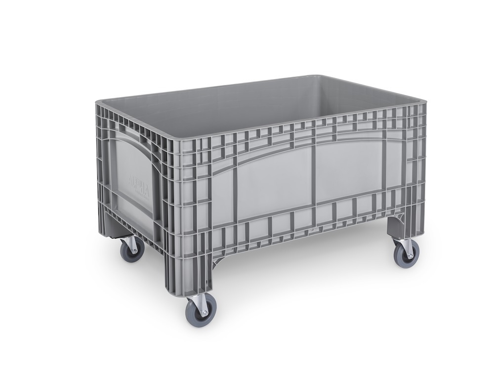 ALPHA Großbehälter PE fahrbar B1200xT800xH730 mm grau Volumen 354 l Boden/Wände Produktbild img1 L