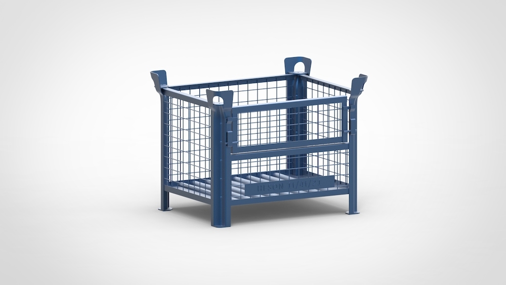 HESON Gitterbehälter, 1t, lackiert, mit Klappe Produktbild img1 L