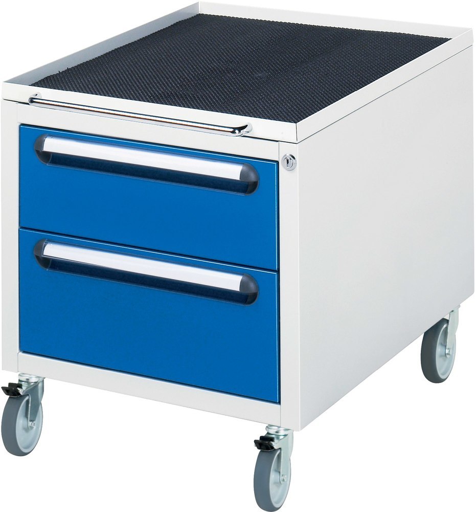 Roll-Container B480xT600xH540mm RAL 7035/5010 3 Schubladen Produktbild img1 L