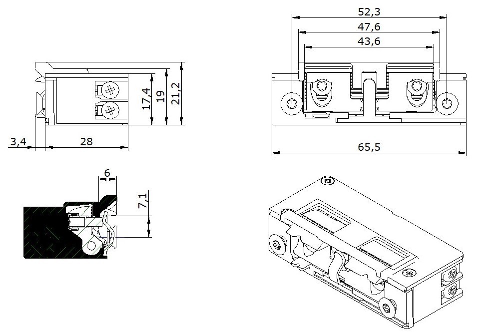 OPENERS & CLOSERS El.-Türöffn.,Mit elektrischer Schutzdiode 5U3X21 AC/DC, B 17,4, H 65,5, T 31,4 Produktbild img5 L