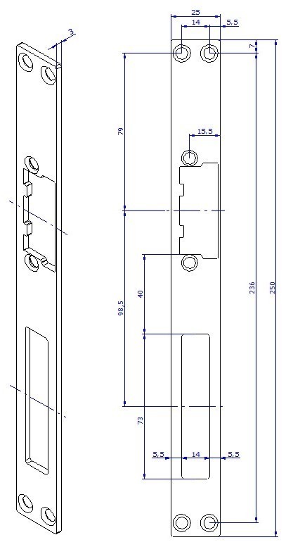 OPENERS & CLOSERS O&C, Schließblech, für Türöffner mit F-Ausschnitt, Stahl Produktbild img2 L