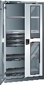 LISTA Flügeltürenschrank B1000xT580xH1950mm RAL 7035,Sichtfenstertür 4 Produktbild img1 L