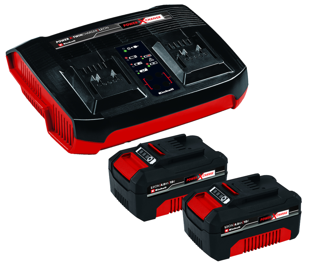 EINHELL 2x Akku 4,0Ah + Twincharger Kit Produktbild img1 L