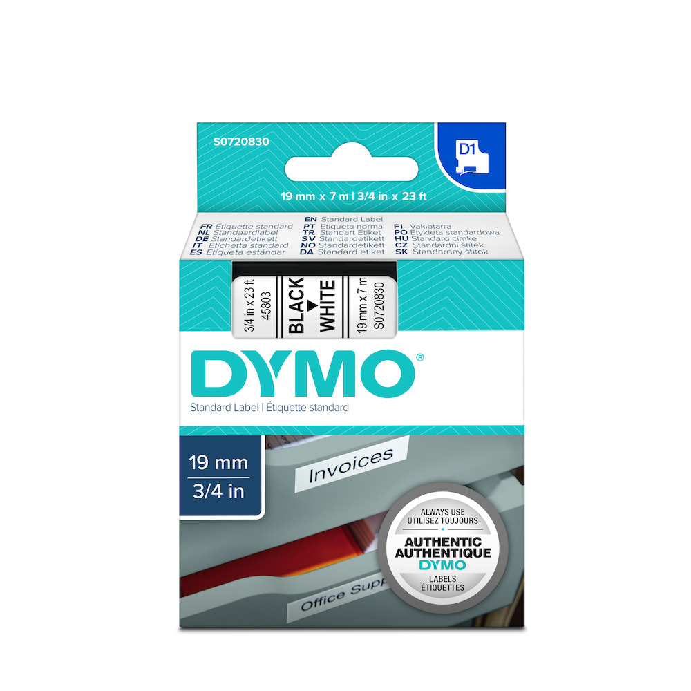 DYMO Schriftband D1 45803 schwarz/weiß 1 9mmx7m Produktbild img1 L