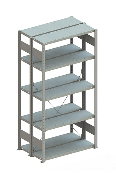 META Steckregal CLIP 100, doppelseitig, Grundfeld, verzinkt Produktbild img1 L