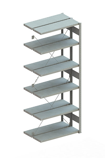 META Steckregal CLIP 100, doppelseitig, Anbaufeld, RAL 7035 lichtgrau Produktbild img1 L