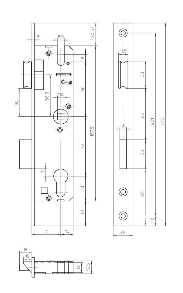 KFV Rohrrahmenschloss RES 28.72, Flachstulp, Stahl Produktbild img2 L