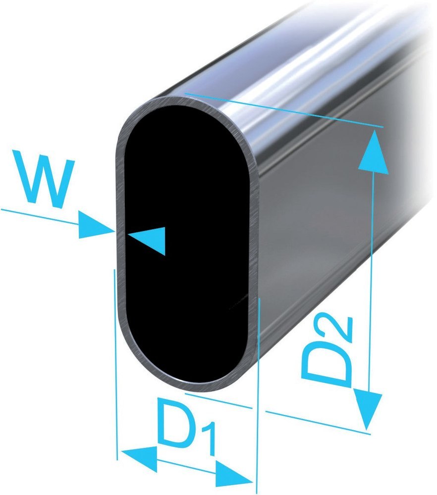 Pickhardt & Gerlach Schrank-Rohr, oval , 30 x 15 x 1200mm, Stahl verchromt Produktbild img1 L