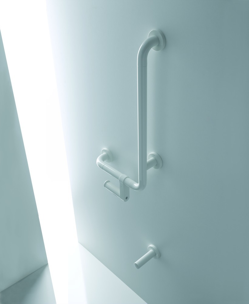 HEWI Papierrollenhalter 477.21.200, mit Rosette, L 123mm, lichtgrau Produktbild img3 L