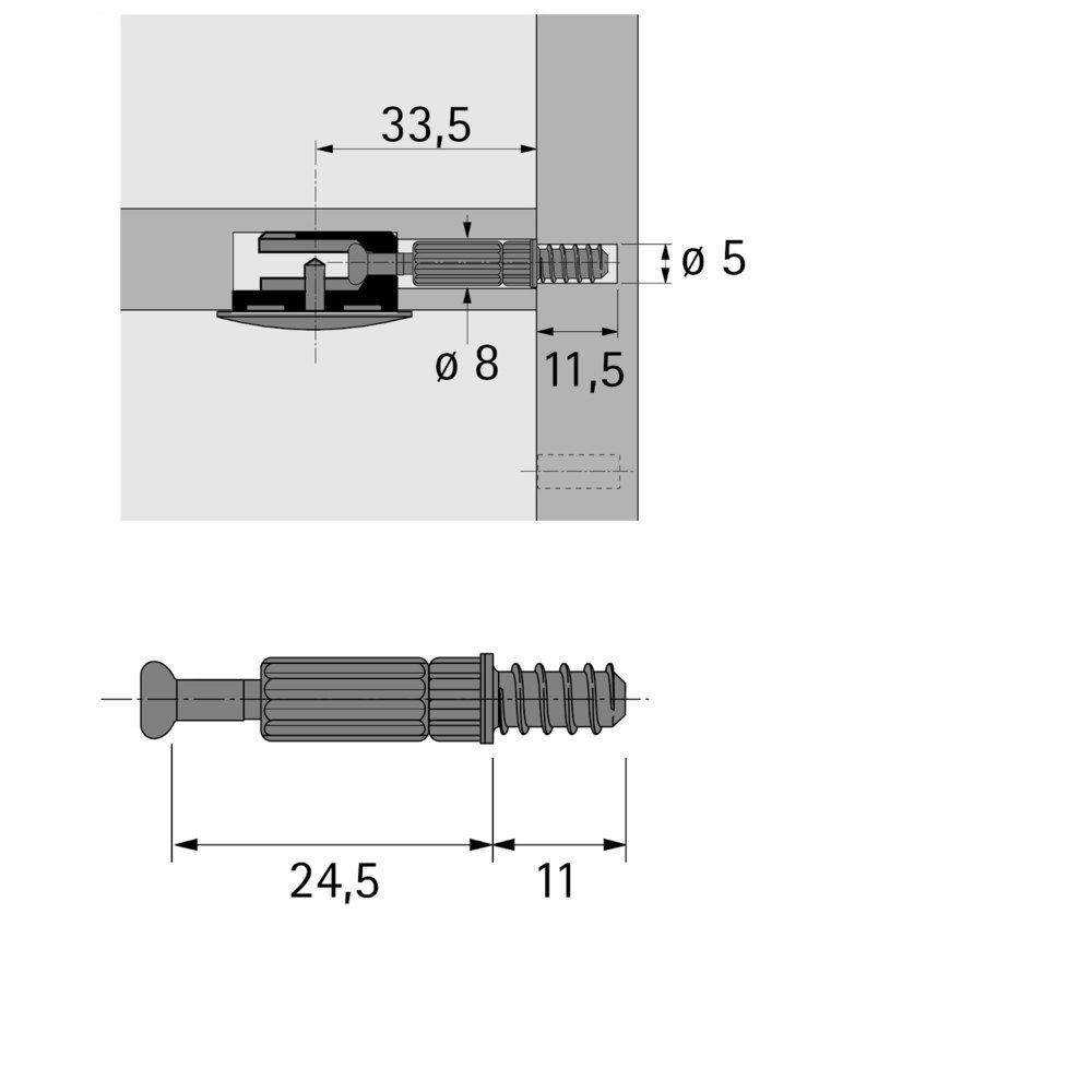 Hettich MB-Einschraubdübel, Bohr Ø 5mm, Spannmaß 24,5mm, Twister DU 262, 20060, verzinkt Produktbild img2 L