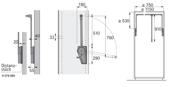 Hettich Schrank-Kleiderlift, Duo Lift 18, 9079882, 750-1150mm, 18kg, aluminiumoptik Produktbild img4 L
