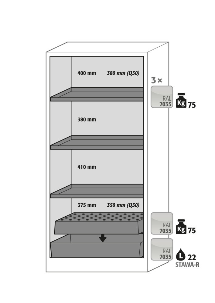 ASECOS Sicherheitsschrank Q30.195.086.WDFW Typklasse 30 mit Flügeltür/Glasausschnitt l … Produktbild img3 L