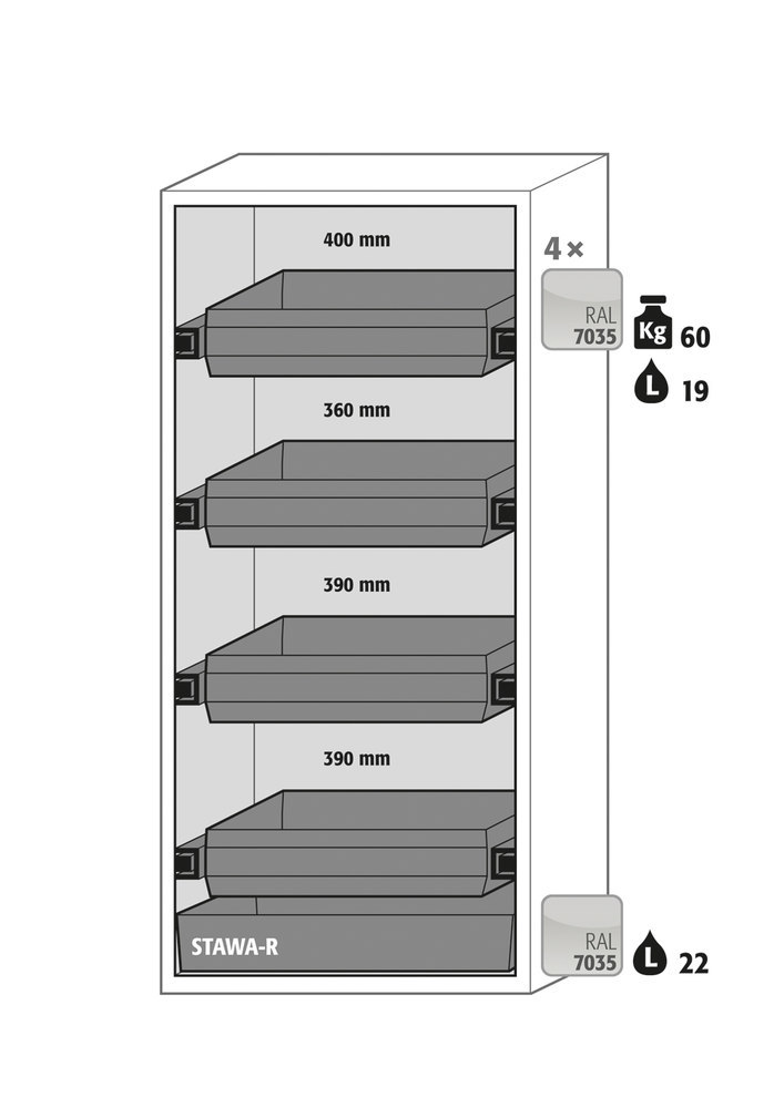 ASECOS Sicherheitsschrank S90.196.090.WDAS Typklasse 90 mit 2 Flügeltüren, feststellbar… Produktbild img3 L