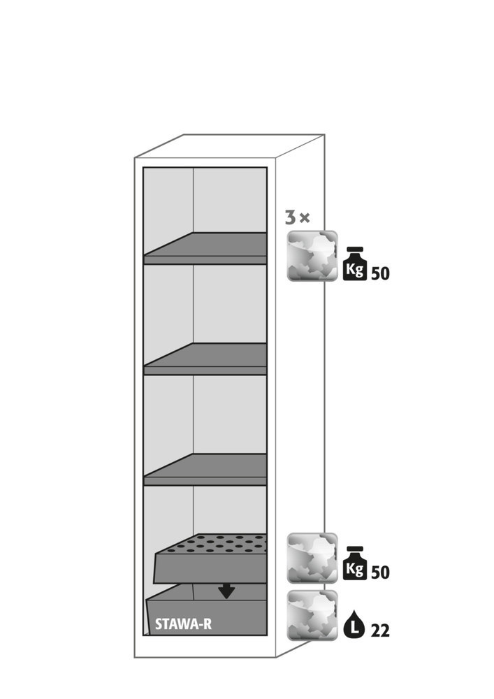 ASECOS Chemikalienschrank CS.195.054.WDFW/R Flügeltür/Glasausschnitt H 1950 x B 545mm Produktbild img2 L