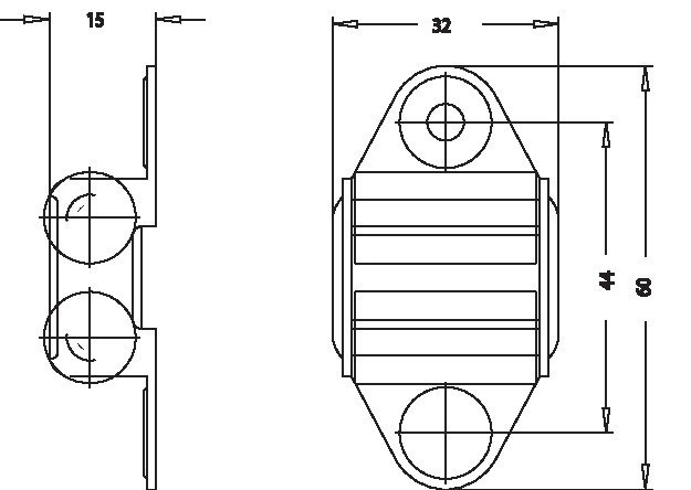Neutral Fenster-Leitrolle doppelt, Nr. 83, mit Bakelitrollen, Gurt 25-27mm Produktbild img2 L