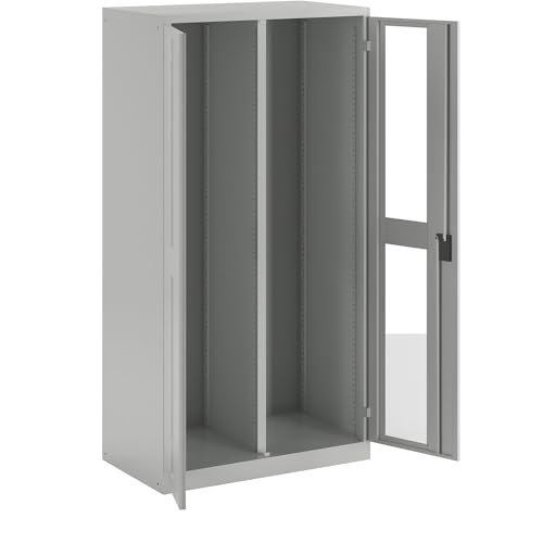 LISTA Flügeltürenschrank B1000xT580xH1950mm RAL 7035,Sichtfenstertür Produktbild img1 L