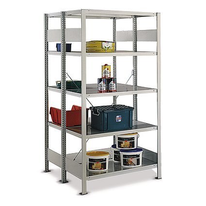 META Steckregal CLIP 150, doppelseitig, Grundfeld, RAL 7035 lichtgrau Produktbild img1 L