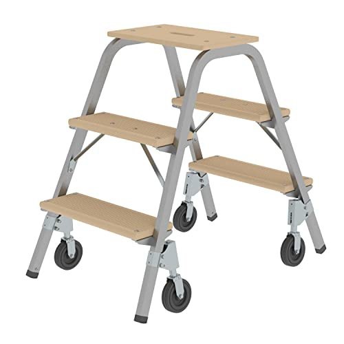 GÜNZBURGER STEIGTECHNIK Stahl-Holz-Tritt mit Bockrollen Produktbild img1 L