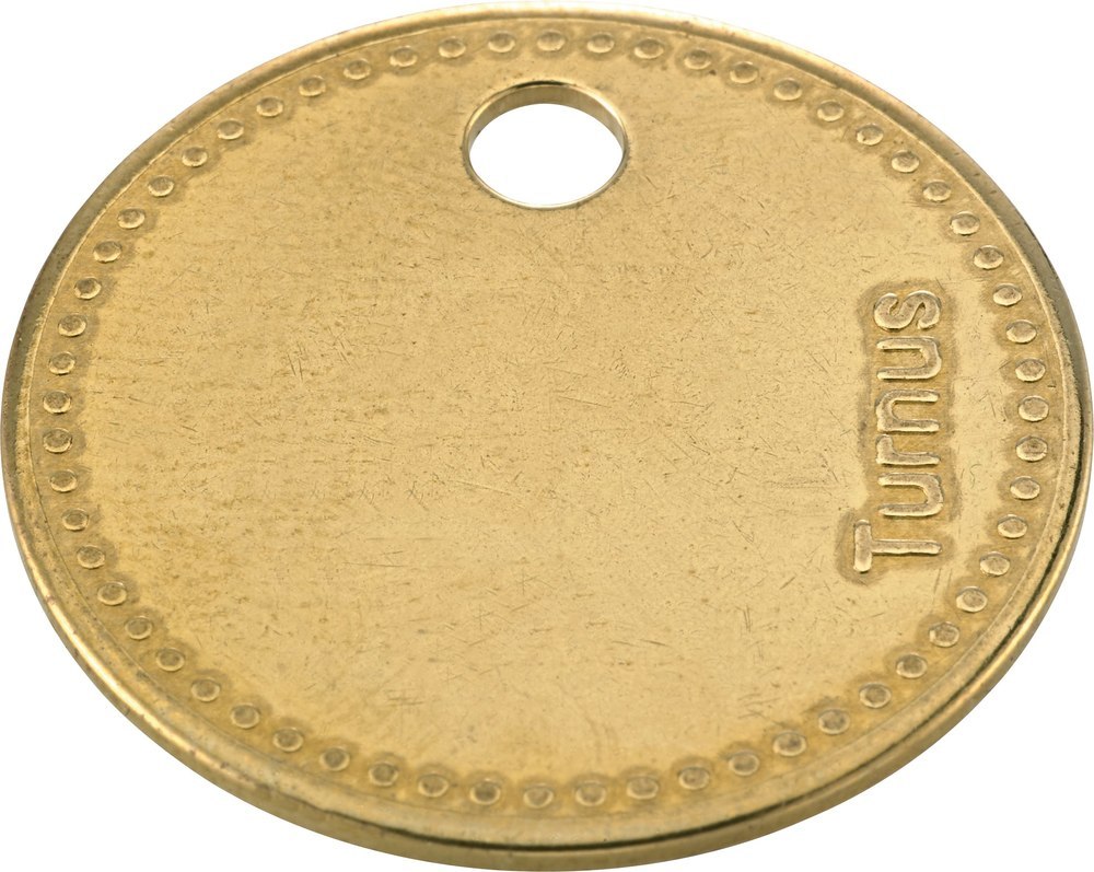 Kukko Werkzeugmarke Messing Ø 27mm, gelocht, mit Perlrand Produktbild img1 L