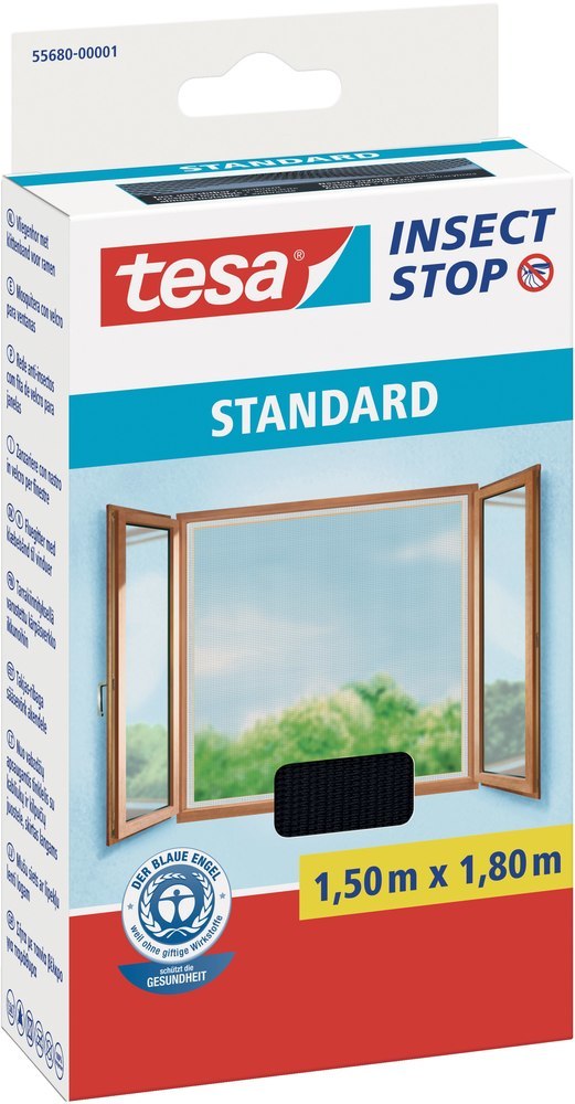 tesa Fliegengitter Stand Klettband für F enster anthrazit 1,5m:1,8m Produktbild img1 L