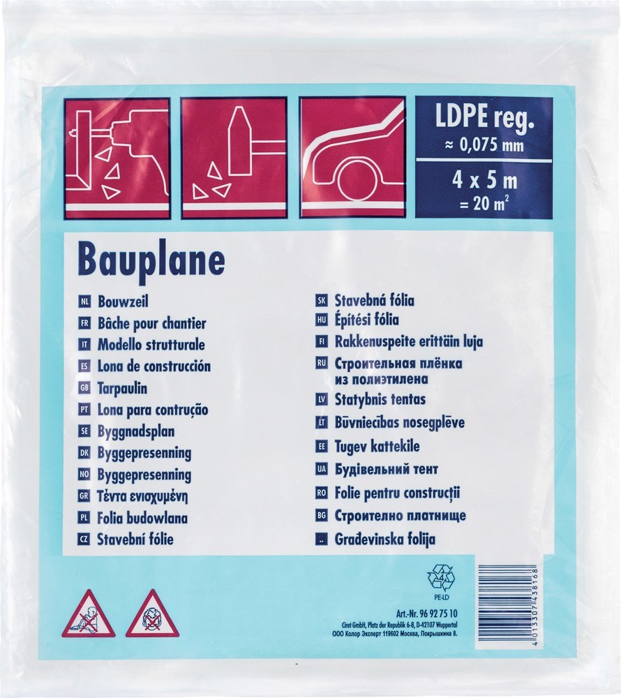 C CIRET Abdeckpl. schwer 75 my 20 qm = 4 x 5 m schwarz Produktbild img1 L