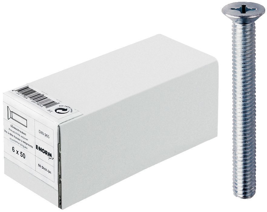 E-NORMpro Senkschraube, DIN 965-4.8, mit Kreuzschlitz PH Produktbild img1 L