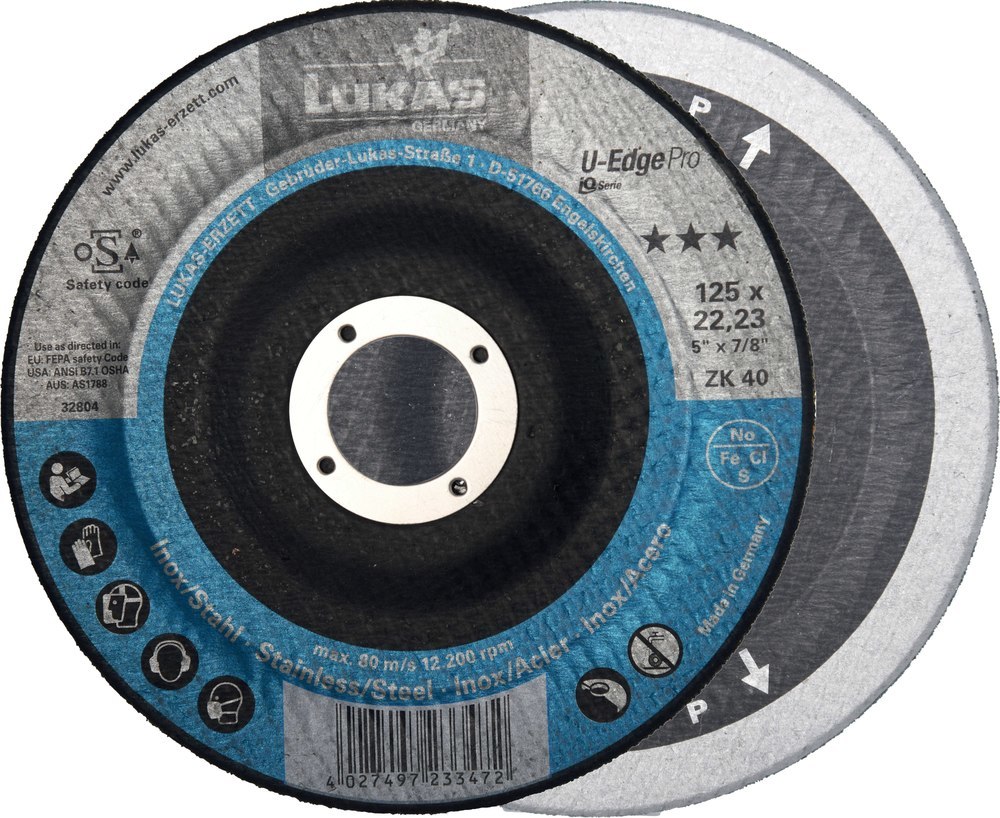 LUKAS Kehlnahtschleifscheibe U-EDGE PRO 125 mm Korn 60 Erzett Produktbild img1 L