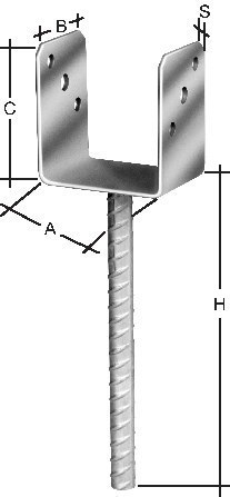 hadra Pfostenträger, U-Form, feuerverzinkt Produktbild img1 L