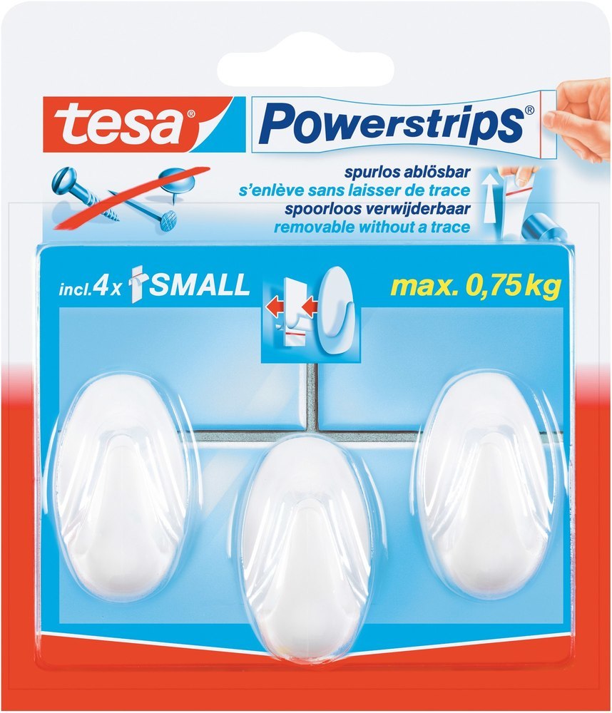tesa Powerstrips Haken Small Oval chrom Oval,chrom Produktbild img1 L