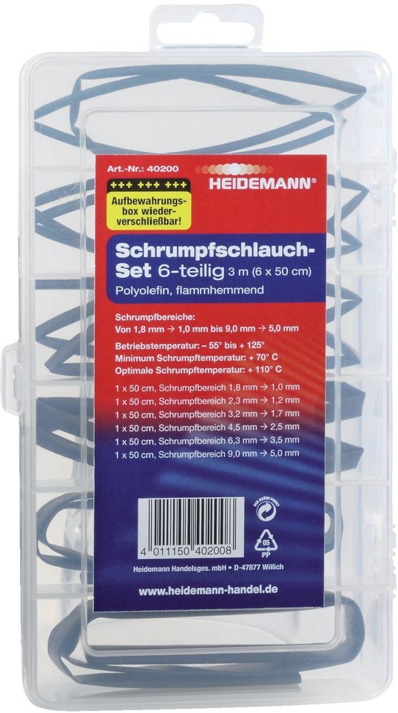 HEIDEMANN Schrumpfschlauch Set 6x0,5m Bo x,wiederverwendb Produktbild img1 L
