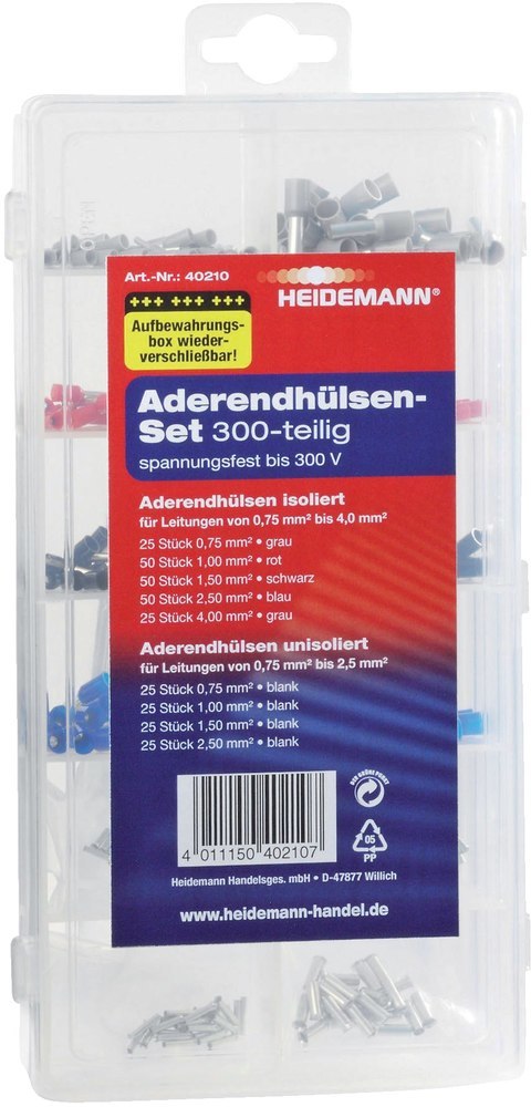HEIDEMANN Aderendhülsen Set 300 St. Box, wiederverw Produktbild img1 L