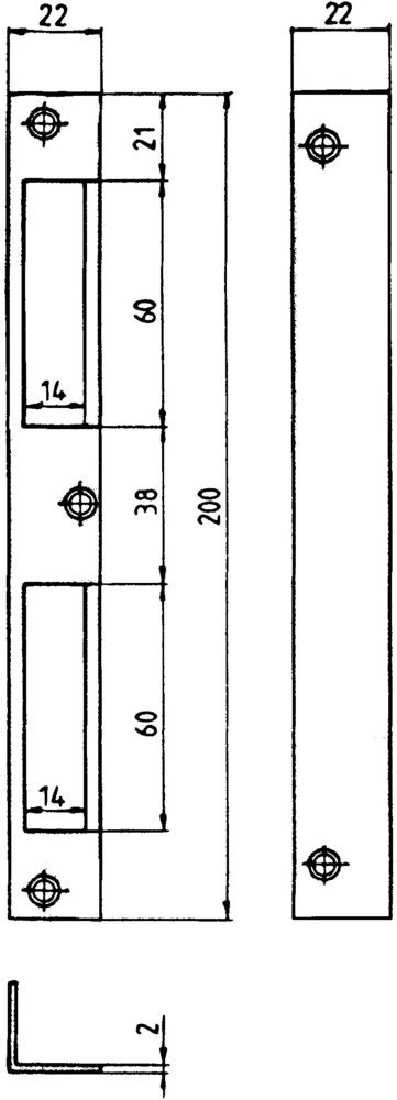 Neutral BEVER Winkelschließblech 4 HT,22x200x22 rd,verzinkt Produktbild img1 L