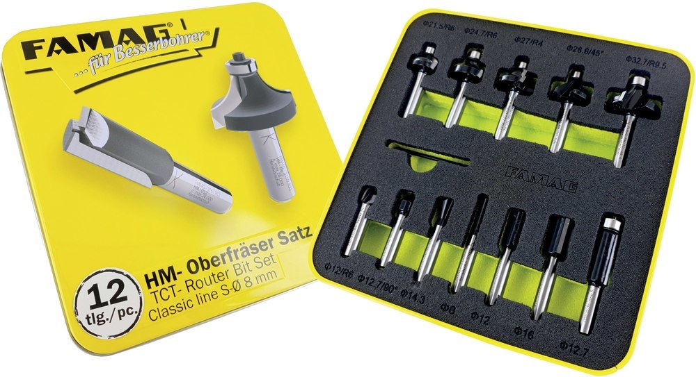 FAMAG HM-Fräsersatz 12-teilig in Blechbo x, Sh 8 Produktbild img1 L
